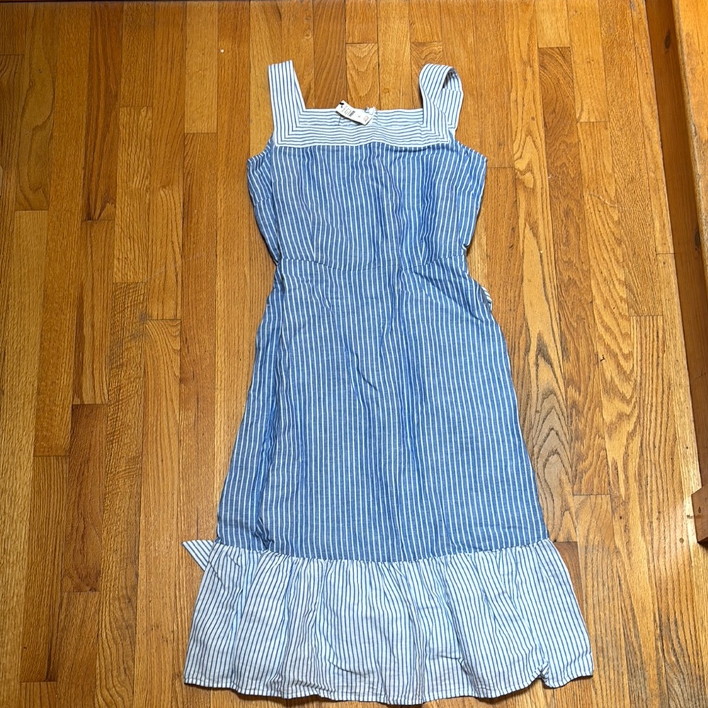 Talbots Blue and White Ruffled Tiered Sundress